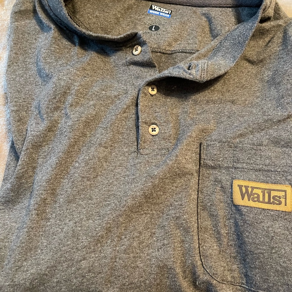New! Walls Mens  Gray  Polo Shirt. Size Large. NWOT!